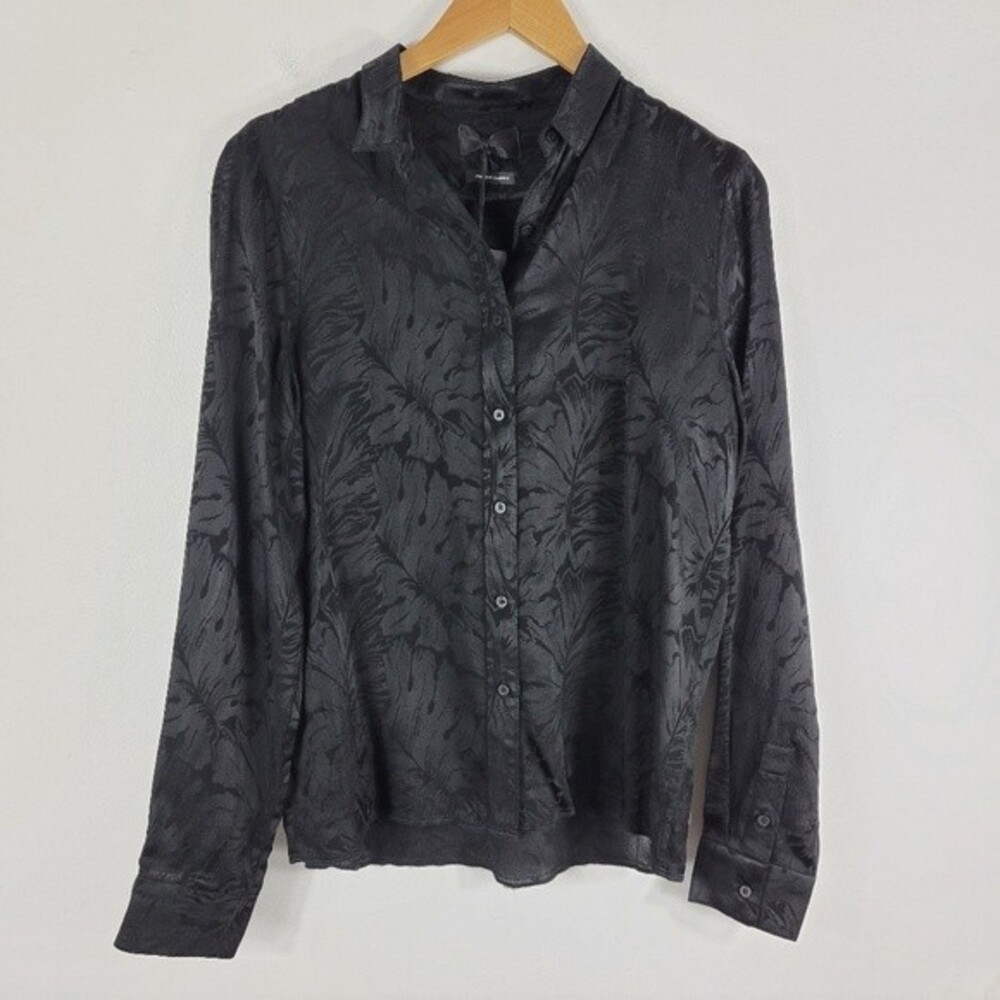 New RTA Blythe Silk Jacquard Floral Long Sleeve Button Down Blouse Small